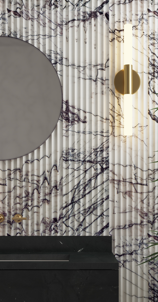 TOILA INC Geometric Lilac Fluted stone tile and slab material